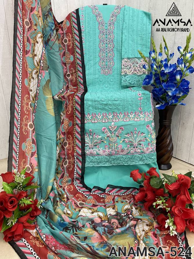 Anamsa 524 Jam Cotton Embroidery Pakistani Suit Suppliers In India